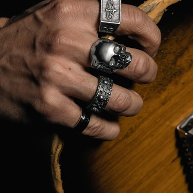 Model Wearing Crypt Ring - Gothic Jewellery